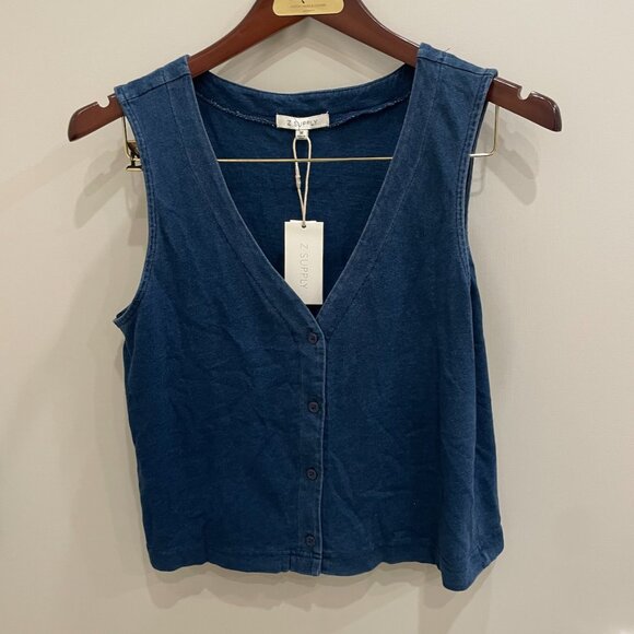NWT'S Z SUPPLY Solace V-Neck Jersey Denim Tank SIZE MEDIUM - Picture 6 of 9
